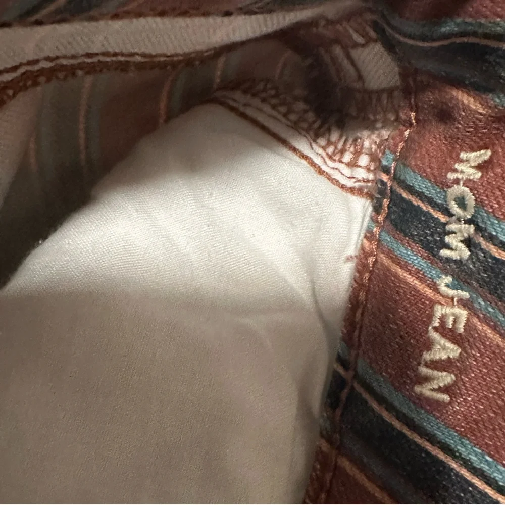 American Eagle Striped High Rise Mom Jeans